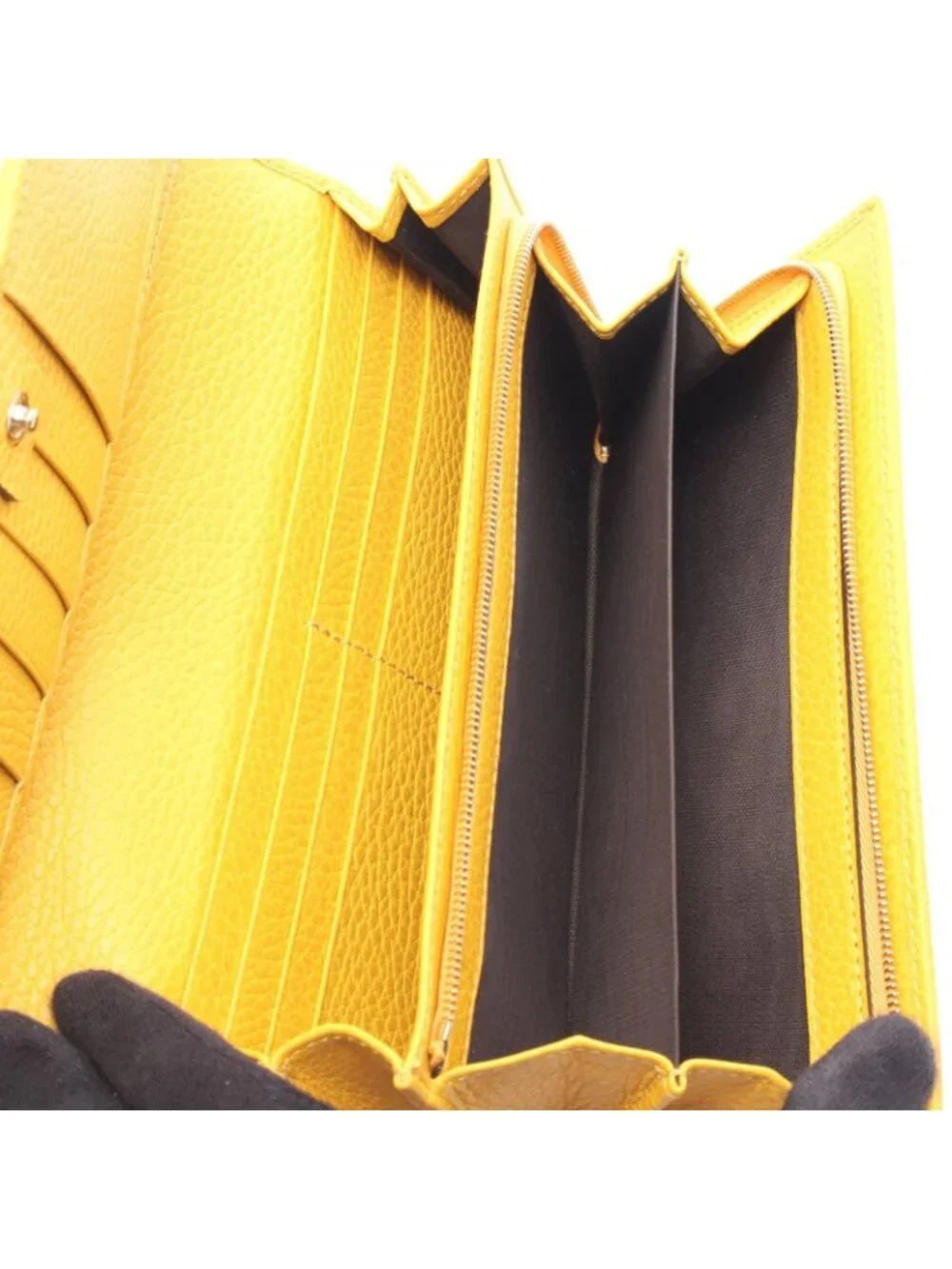 ★SOLD★ Gucci Bifold Wallet Swing Yellow Leather - Picture 4 of 7